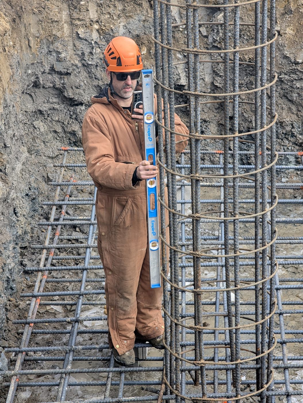 Rebar cage and foundation prep for a new tower base